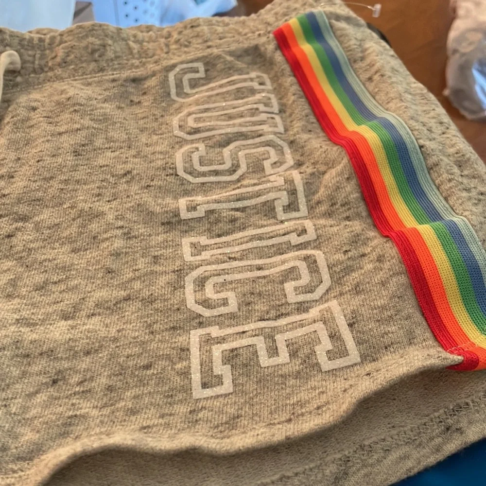 FINAL MARKDOWN Girl’s Justice Cozy Heathered Gray Shorts with Rainbow Detail 20+